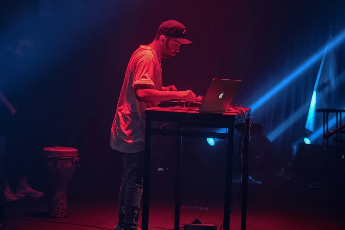DJ preparing an extended intro for a live set