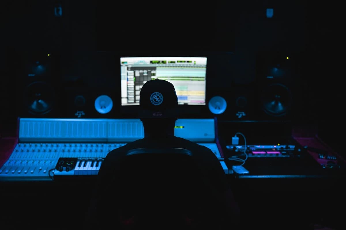Producer auditioning a sung take over a beat