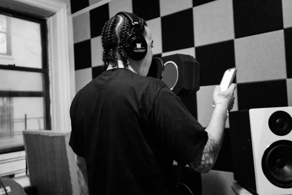 Independent artist listening back to a demo