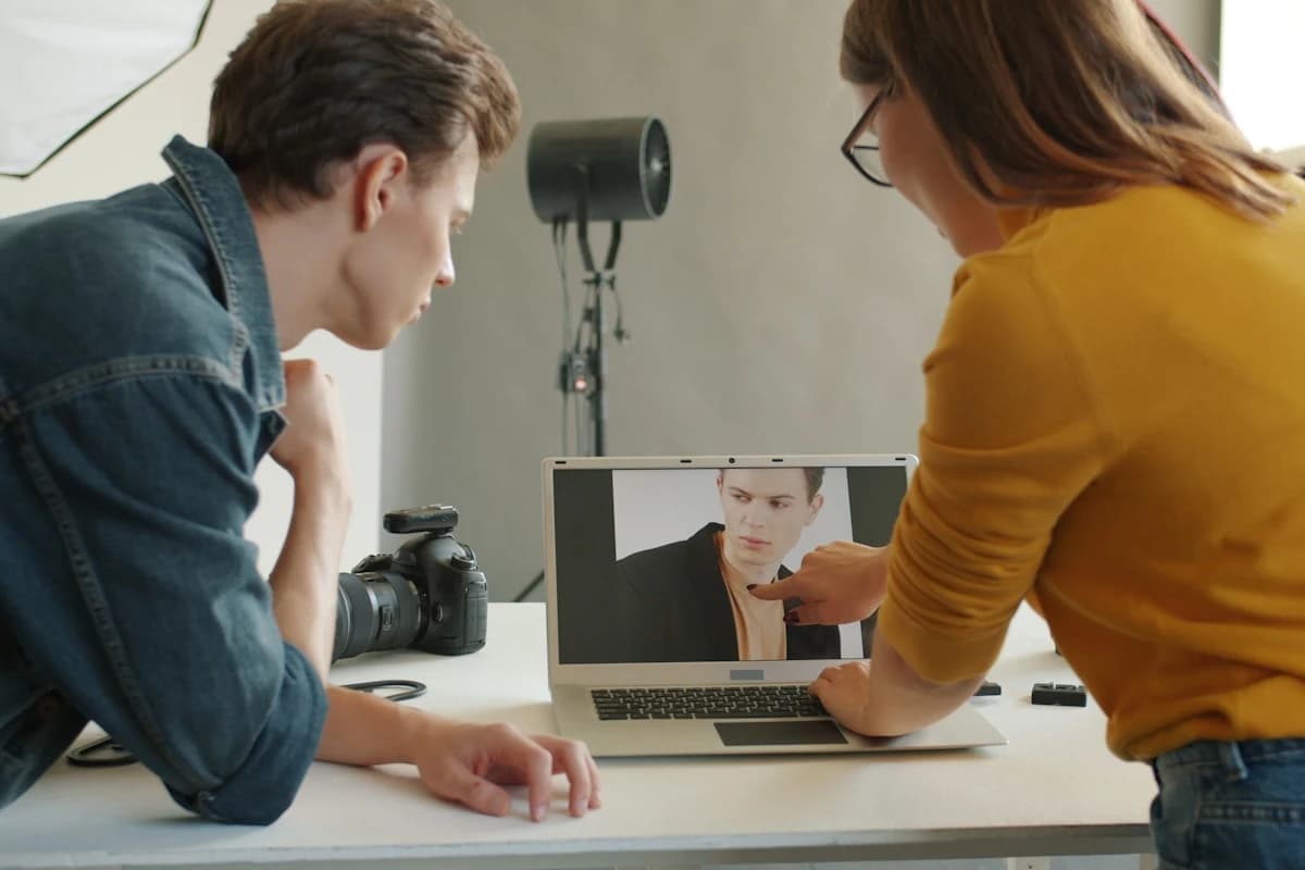 Team reviewing a product film cut